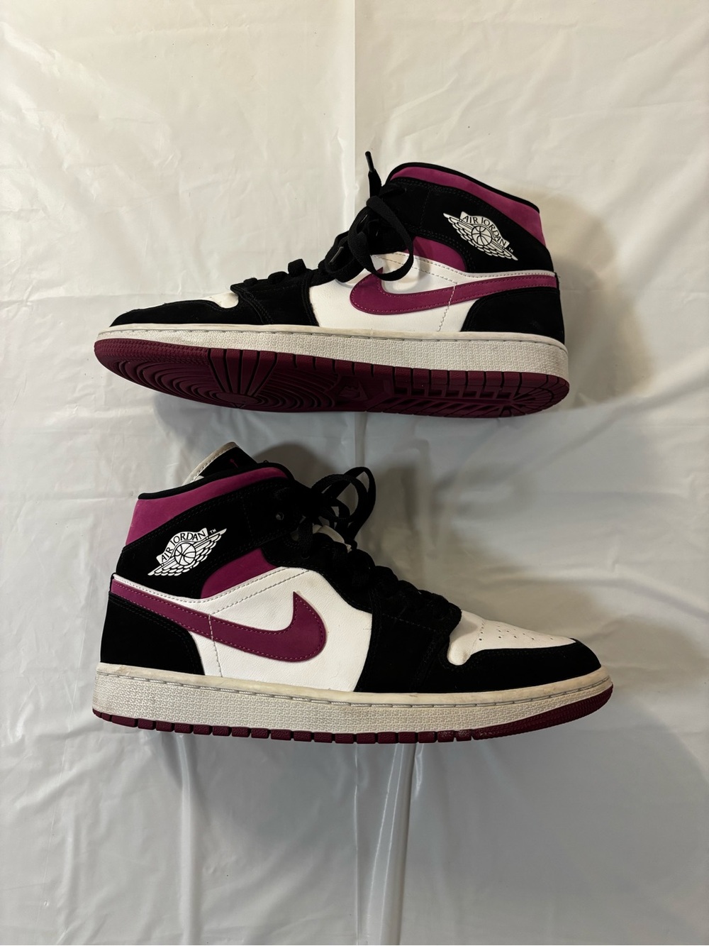 Jordan Women’s High-Top Sneakers in Black White and Plum